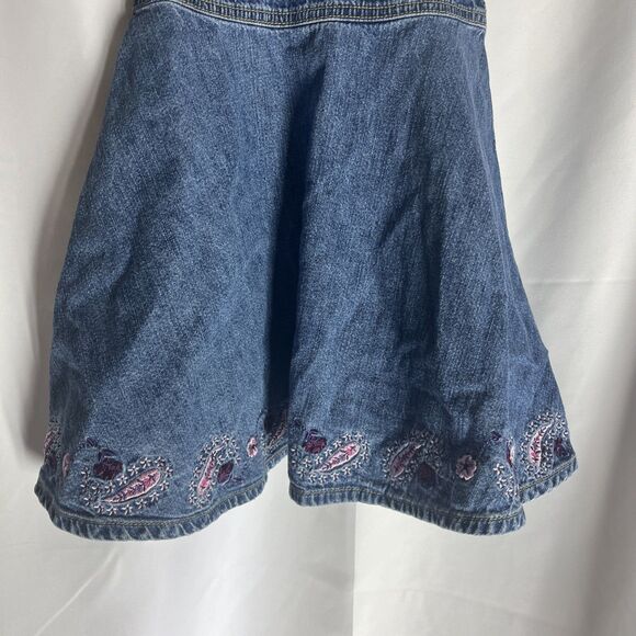 Vintage Gymboree Pink Tag Denim Dress Embroidered Flowers Size 3. - Picture 2 of 7